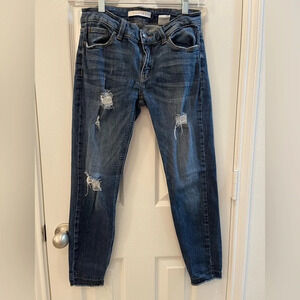 Eunina Kitty‎ Low Rise Skinny Cropped Jeans Distressed Raw Hem 26